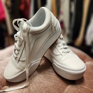 Leather white vans semi platform 5.5 women /4 men